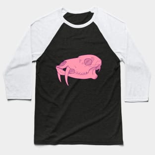 Pink Deer Mule Skull Baseball T-Shirt